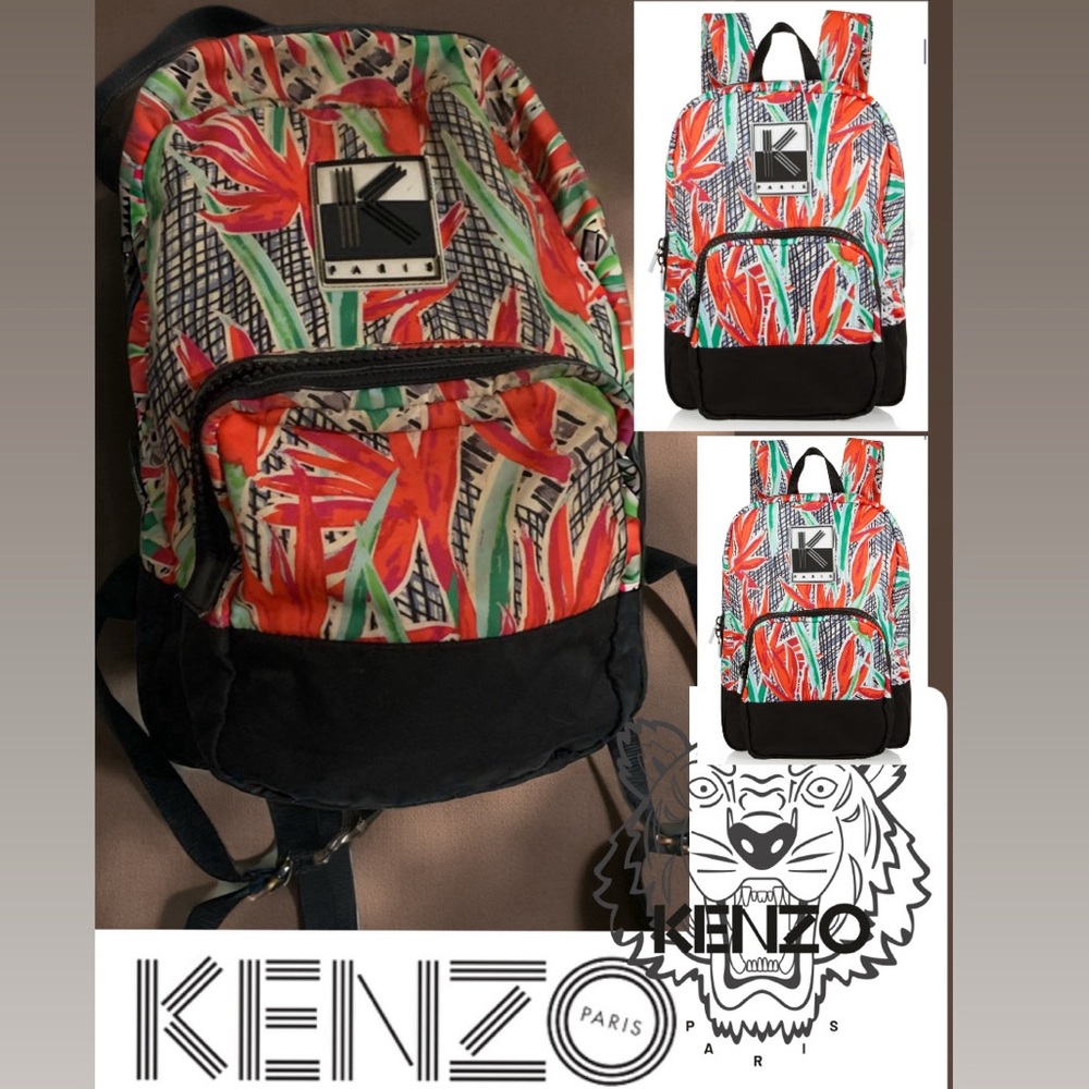 Kenzo Multicolor Backpack vintage birds of paradise 2014 collection
